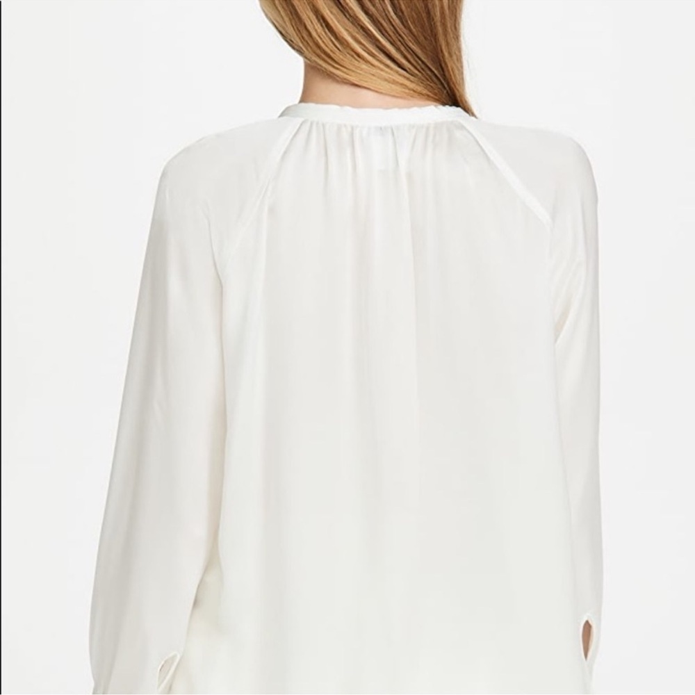 Club Monaco Shirred Tie Detail Blouson Top White Silk sz small - Picture 8 of 14